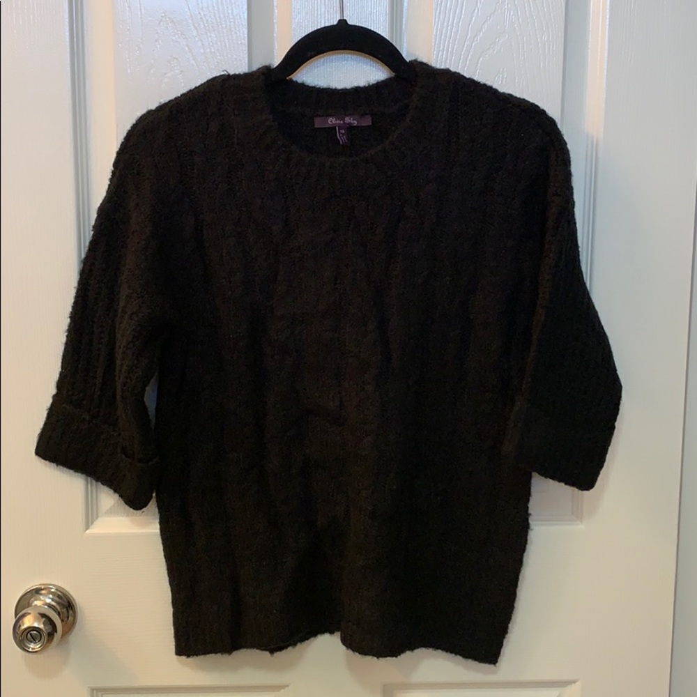 OLIVIA SKY  Black Knit 3/4 Sleeve Sweater